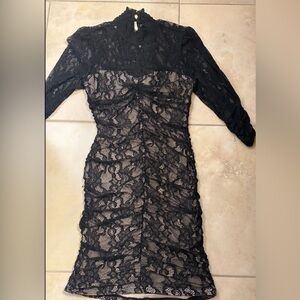 Black Lace Dress with Open Back